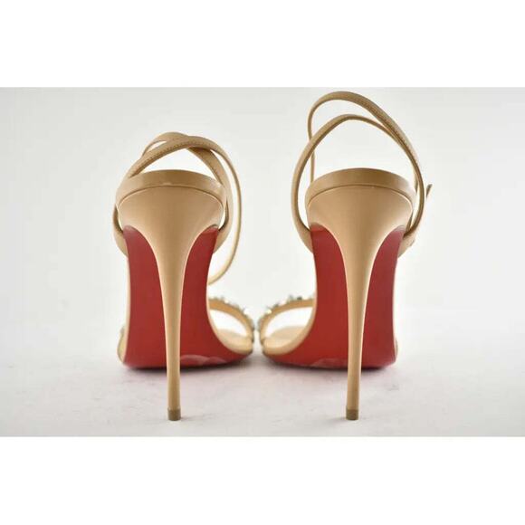 Christian Louboutin Loubigirl Chain 100 Nude Kid Ankle Strap Sandal Heel Pump 40 - Picture 11 of 12